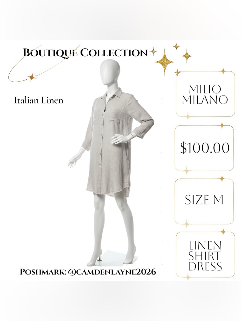 Light Gray Button-Front Mini Shirt Dress - Picture 9 of 11